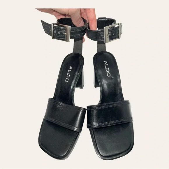 Women’s ALDO SQUARE‎ HEEL OPEN TOES HEELS SIZE 36(US 6) BLACK IN COLOR STRAPPY - Picture 12 of 16